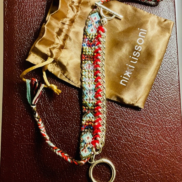 Nikki lissoni 🎁Boho Woven Bracelet Swarovski Crystal Chain Toggle Edge Cord🎁 - Picture 1 of 4